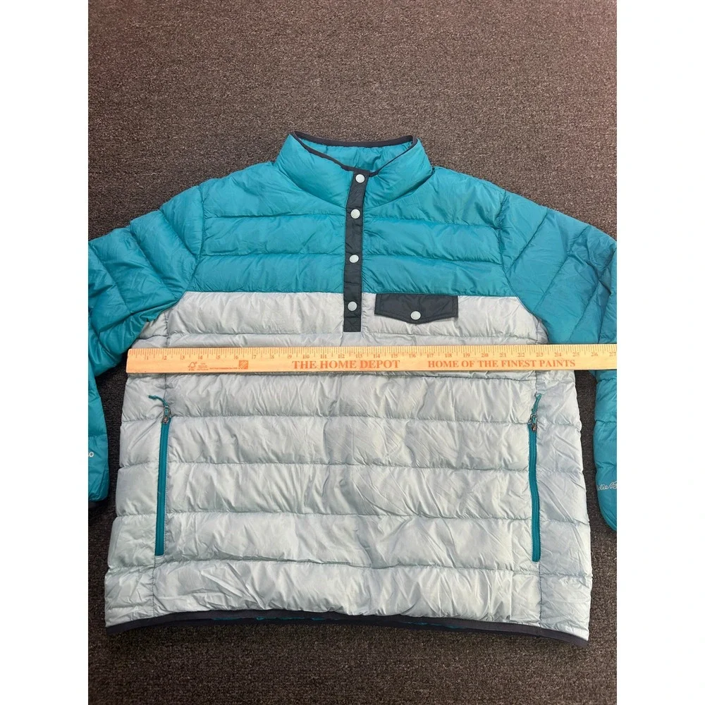 Eddie Bauer Stratuslite EB650 Puffer Jacket Teal Womens 1X Colorblock Pullover